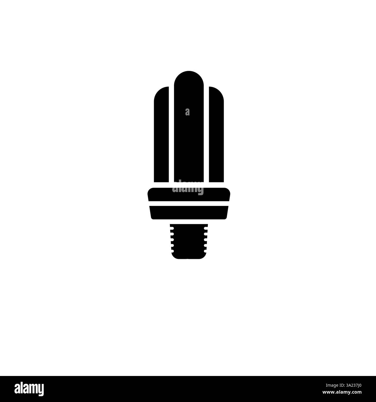 Fluorescent Light Bulb Solid Flat Vector Icon Isolated on White Background. Stock Vector