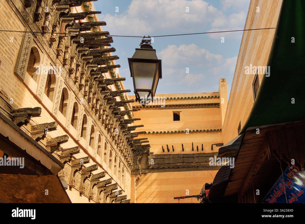 Famous water clock Dar Al-Magana in the medina of Fes, a former old ...