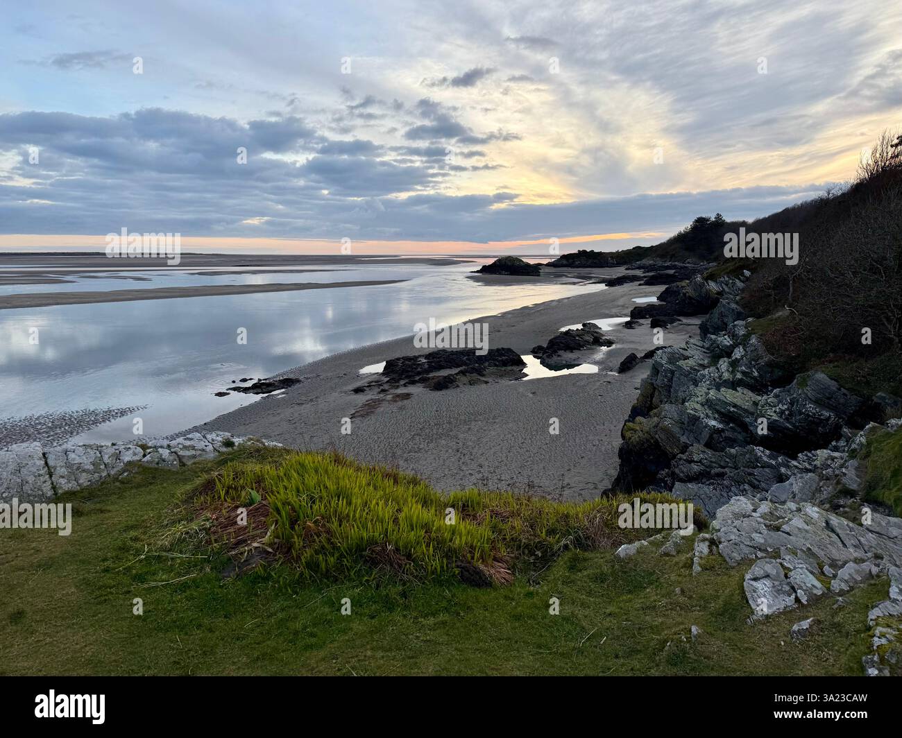 River Glaslyn, Estuary View at Sunset - Smartphone Captured Stock Image