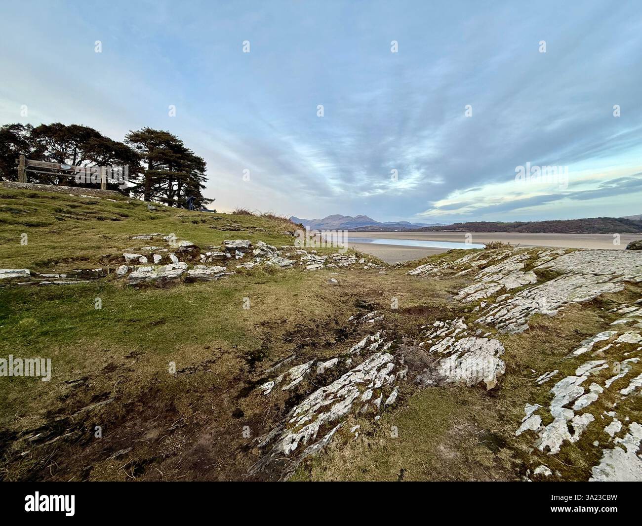 Afon Glaslyn at Sunset with Views towards Porthmadog and the Snowdonia National Park - Smartphone Captured Stock Image