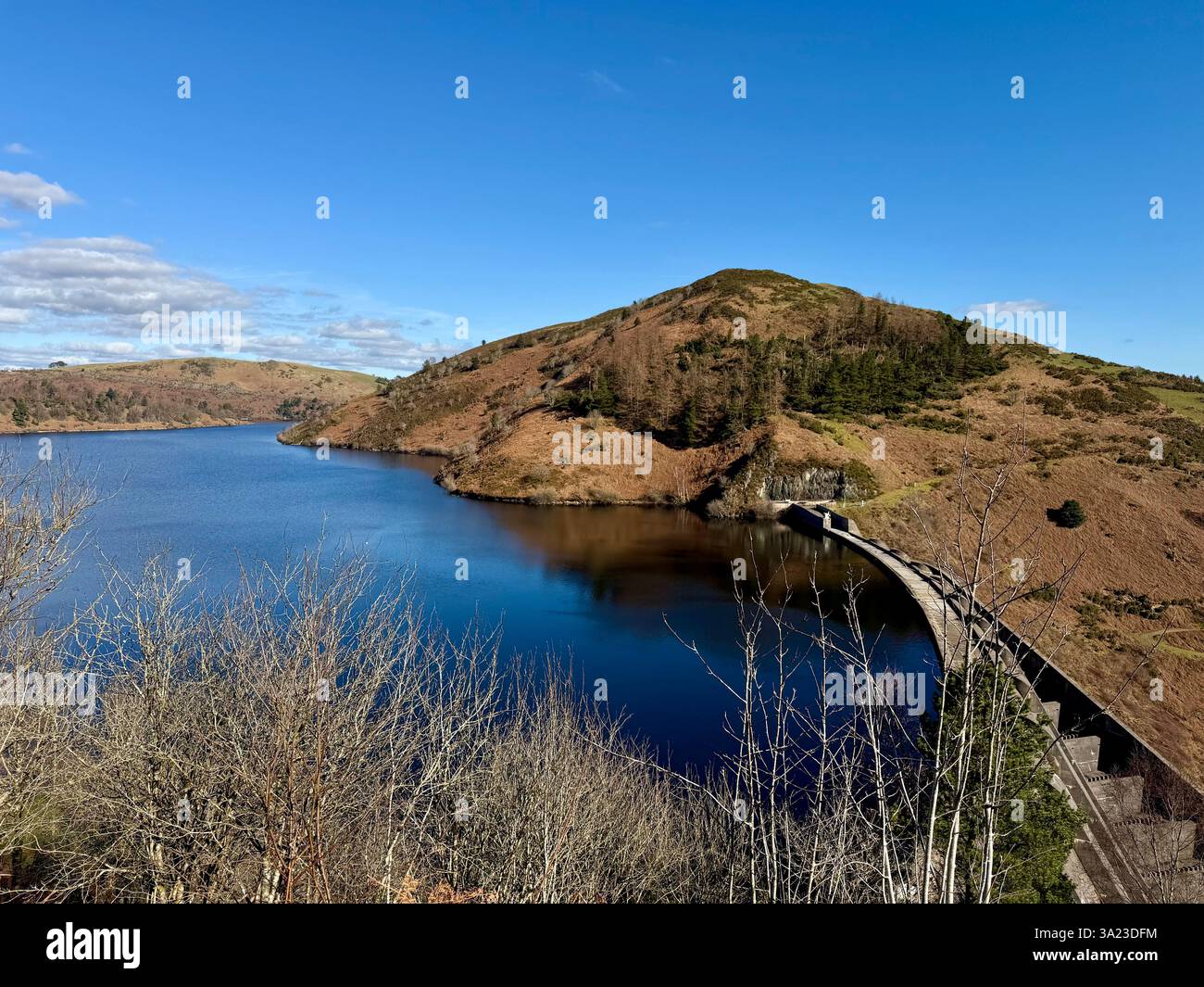 The Dam and Spillway, Clywedog Reservoir, Powys, Wales - Smartphone Captured Stock Image