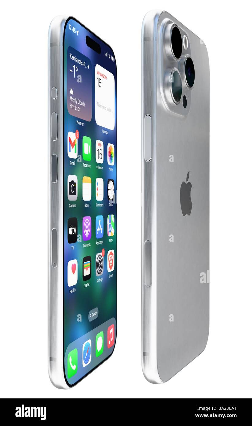 Max Silver mock-up of the Iphone 16 pro max in silver color. 3d render Stock Photo ...