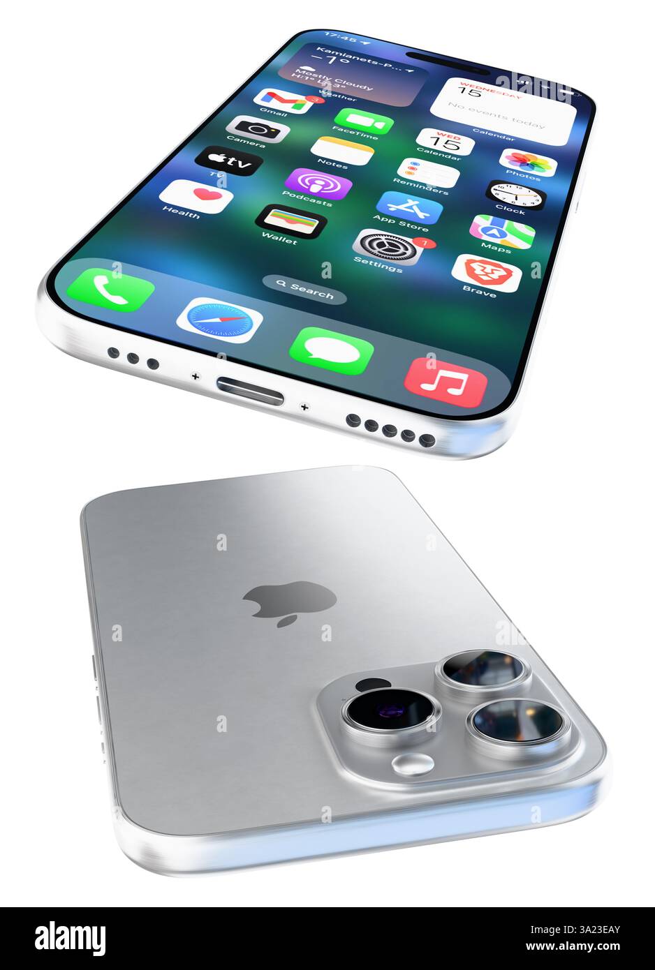 Max Silver mock-up of the Iphone 16 pro max in silver color. 3d render Stock Photo ...