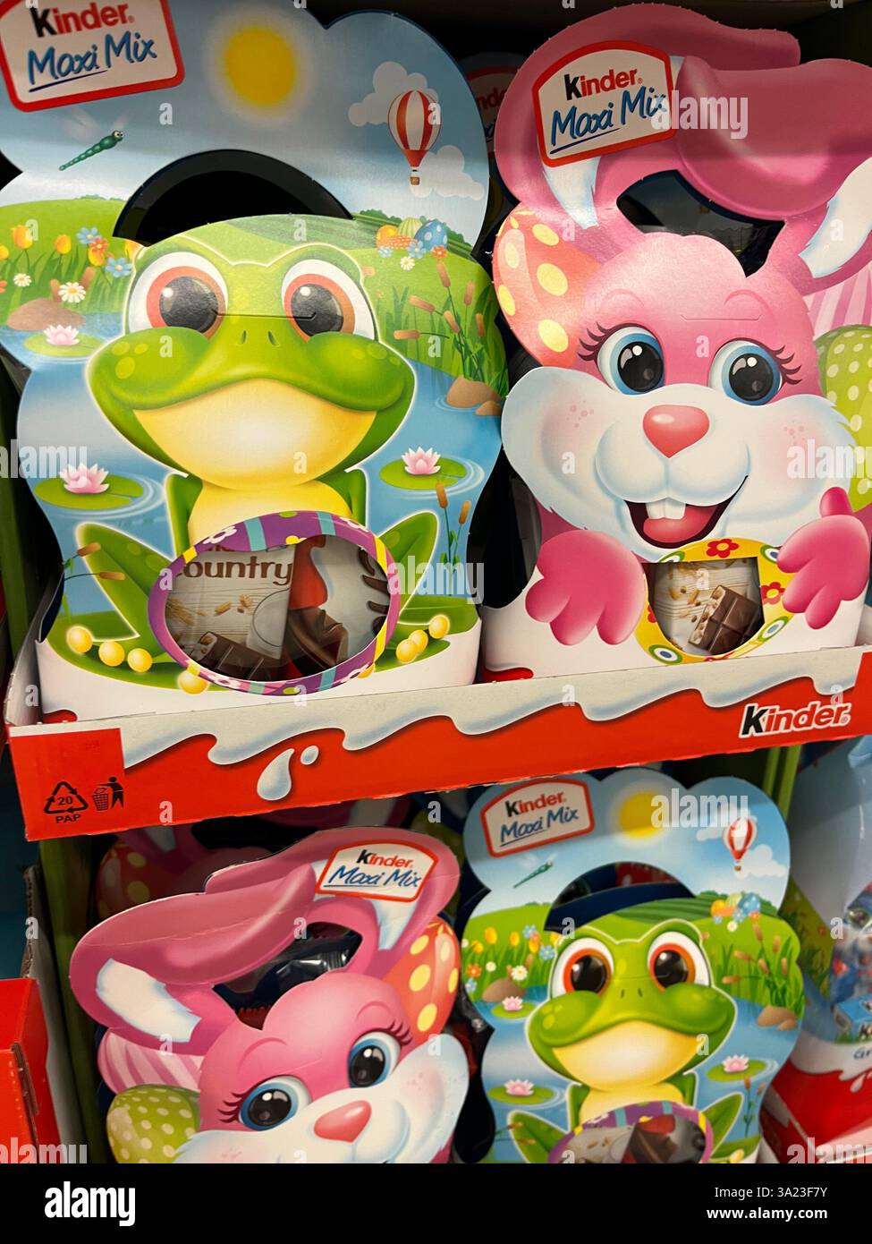 Kinder, Easter, Kinder Maxi Mix, Easter treats, Easter chocolates, chocolate products, Kinder Easter presents, Easter traditional sweets, 2025 - Smartphone Captured Stock Image