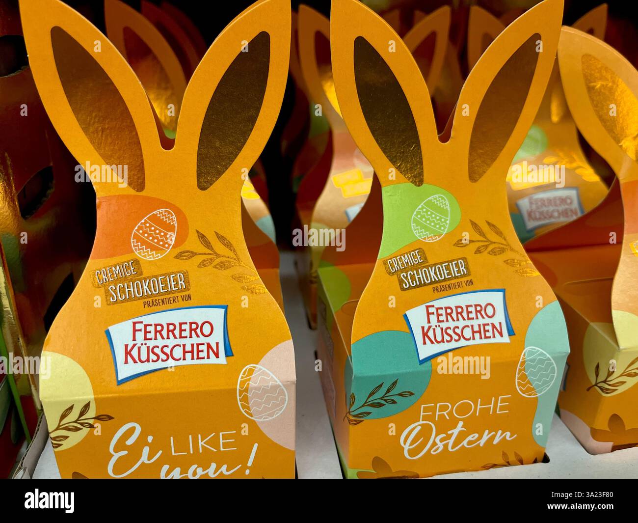 Ferrero, Easter, Ferrero Bunny, chocolates, Easter treats, Easter chocolates, chocolate products, Easter egg, traditional sweets, chocolate bunny 2025 - Smartphone Captured Stock Image