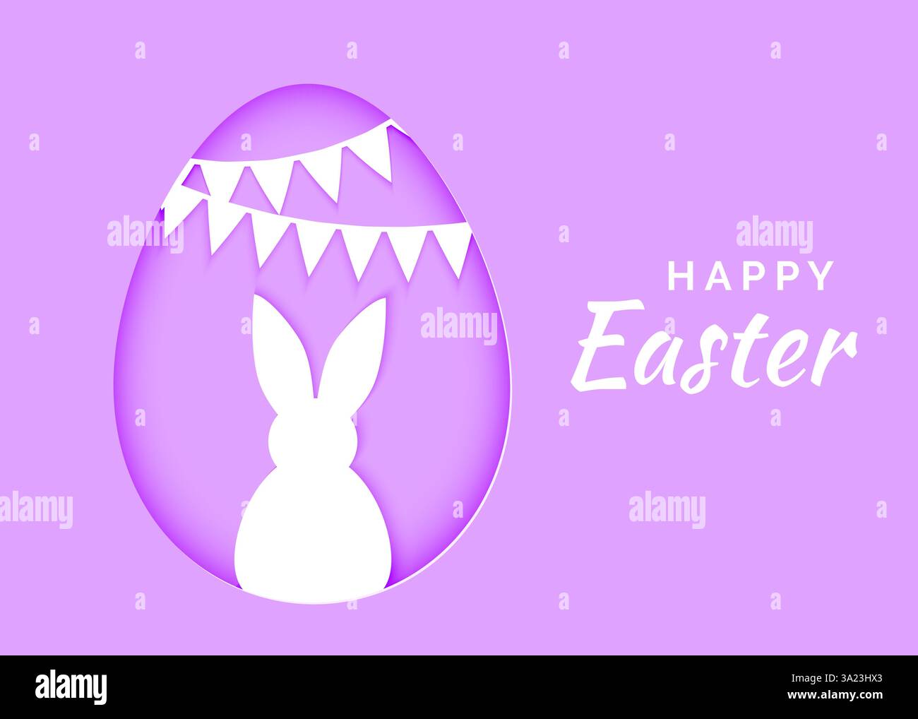 Paper easter egg shape with bunny silhouette. Vector illustration Stock Vector