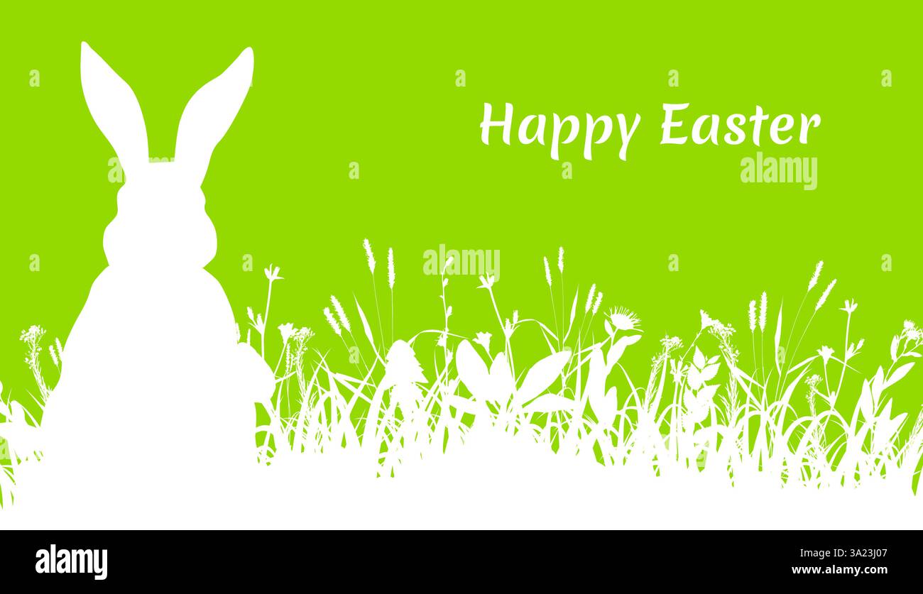 Happy Easter greeting card with Easter bunny Stock Vector