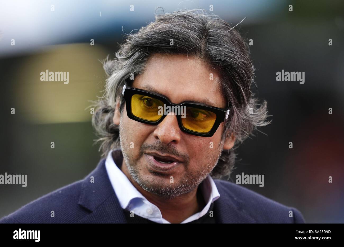 Comp Kumar Former Sri Lanka captain Kumar Sangakkara working for Sky Sports during ...