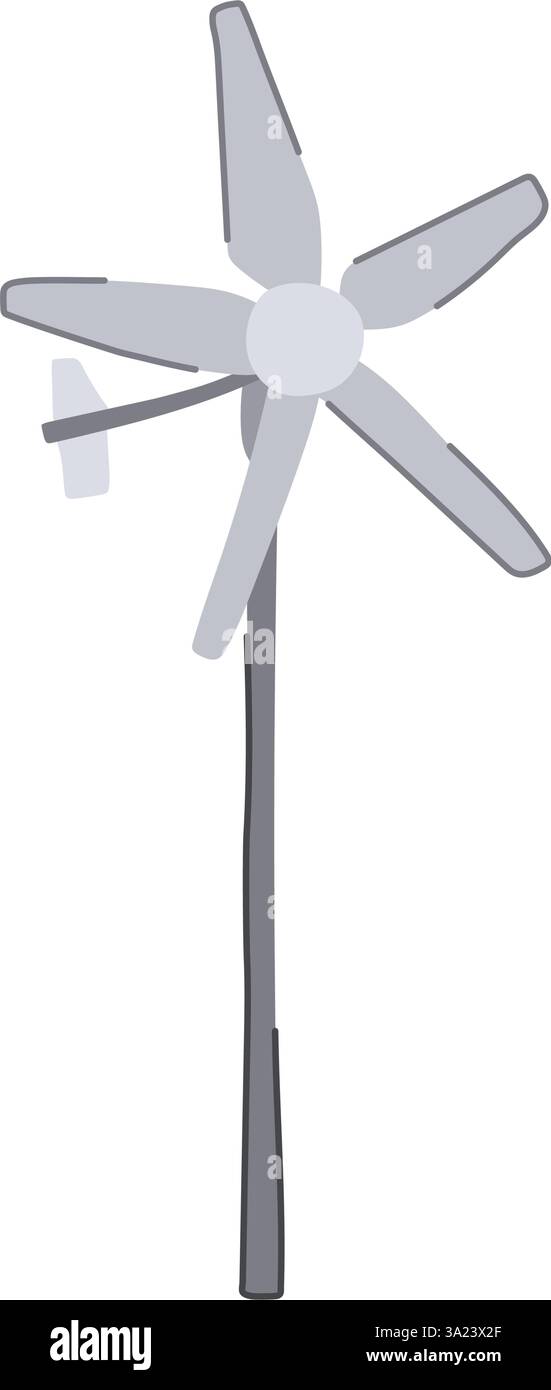 green wind turbine home use cartoon vector illustration Stock Vector ...