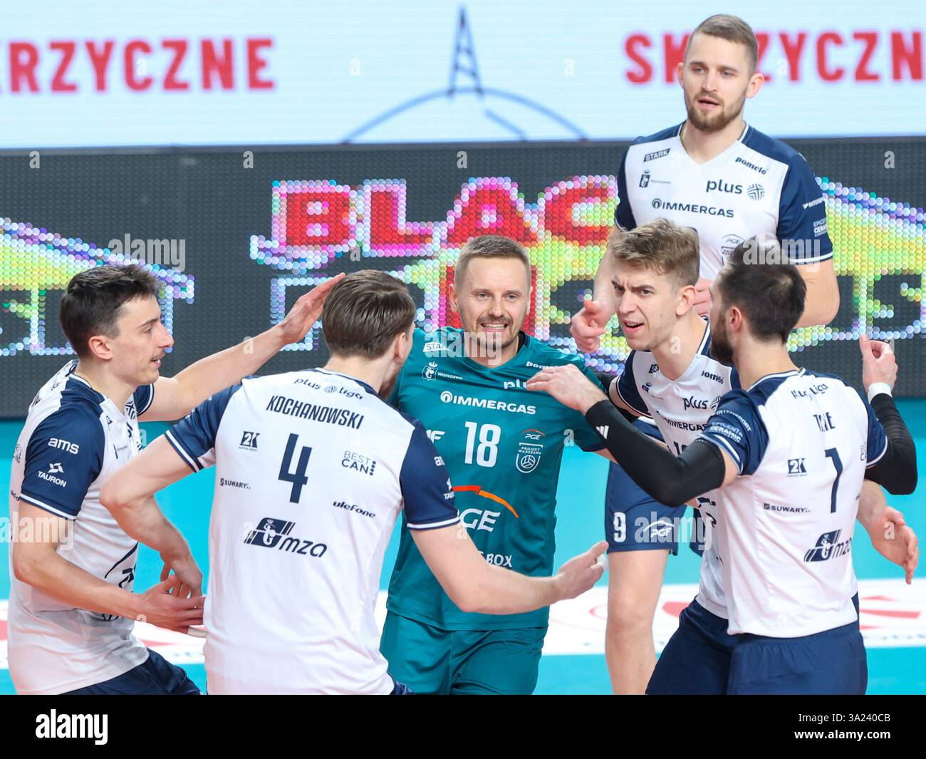 WARSZAWA 23.02.2025 PLUSLIGA SIATKOWKA VOLLEYBALL PGE PROJEKT WARSZAWA - INDYKPOL AZS OLSZTYN DAMIAN WOJATSZEK ARTUR SZALPUK   ANNA KLEPACZKO / LUMIKA Stock Photo