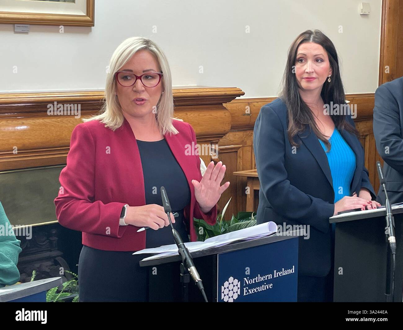 First Minister Michelle O'Neill (left) and deputy First Minister Emma ...