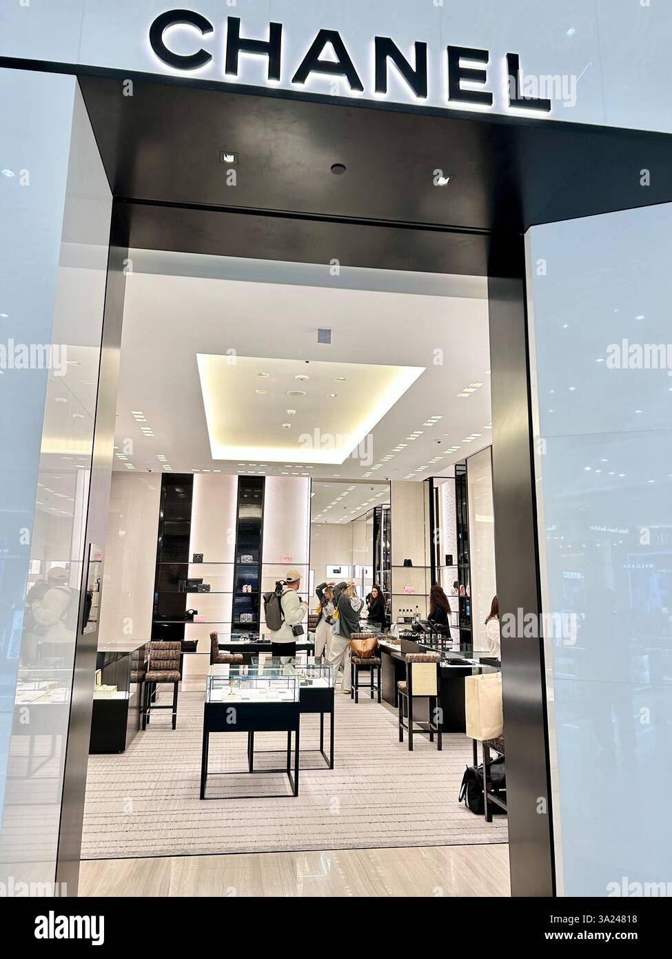 Roissy Airport, Paris, France, Luxury Shops in Shopping Center, Chanel Shop Front, Sign - Smartphone Captured Stock Image