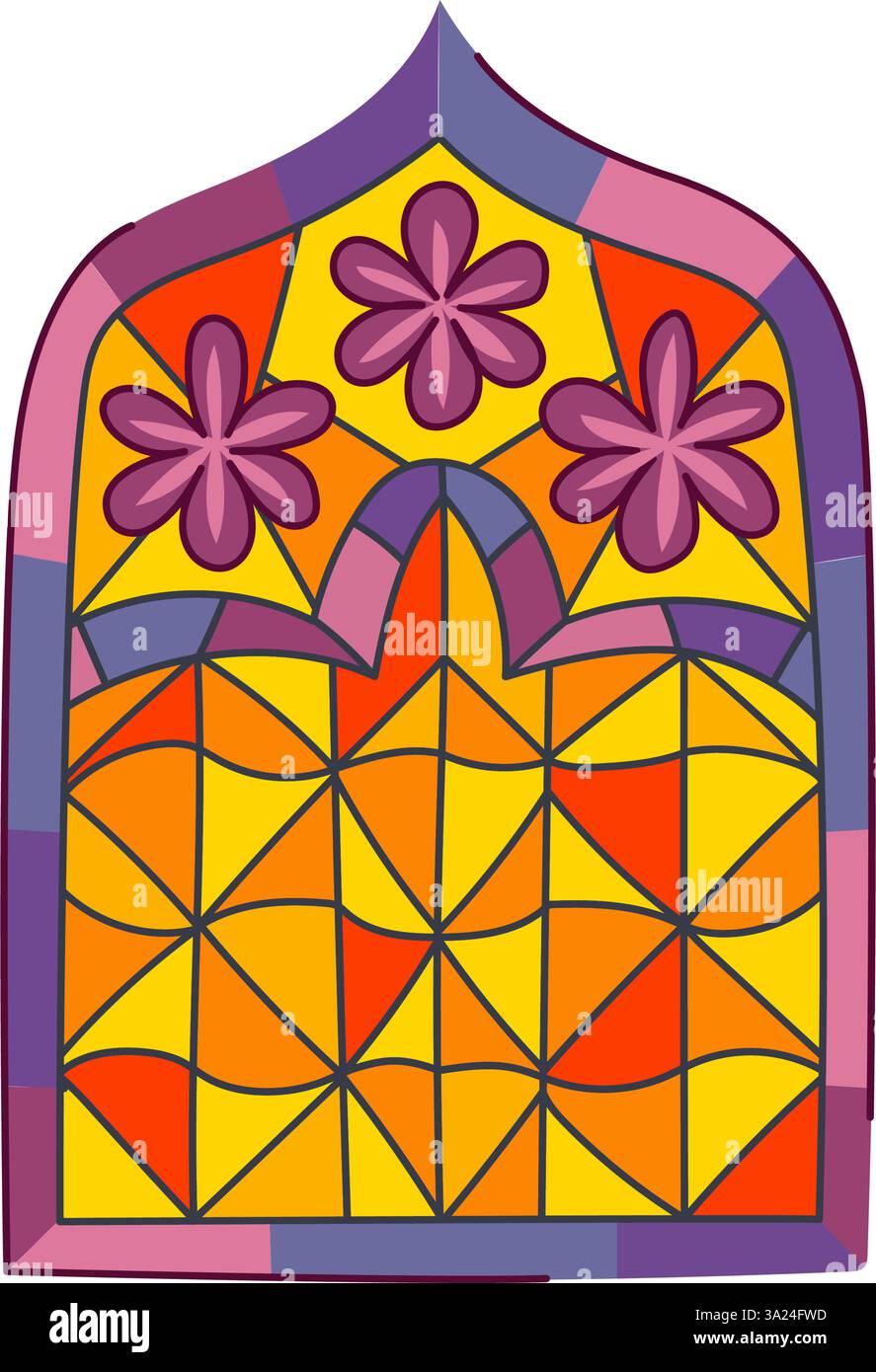 panel stained glass cartoon vector illustration Stock Vector Image ...