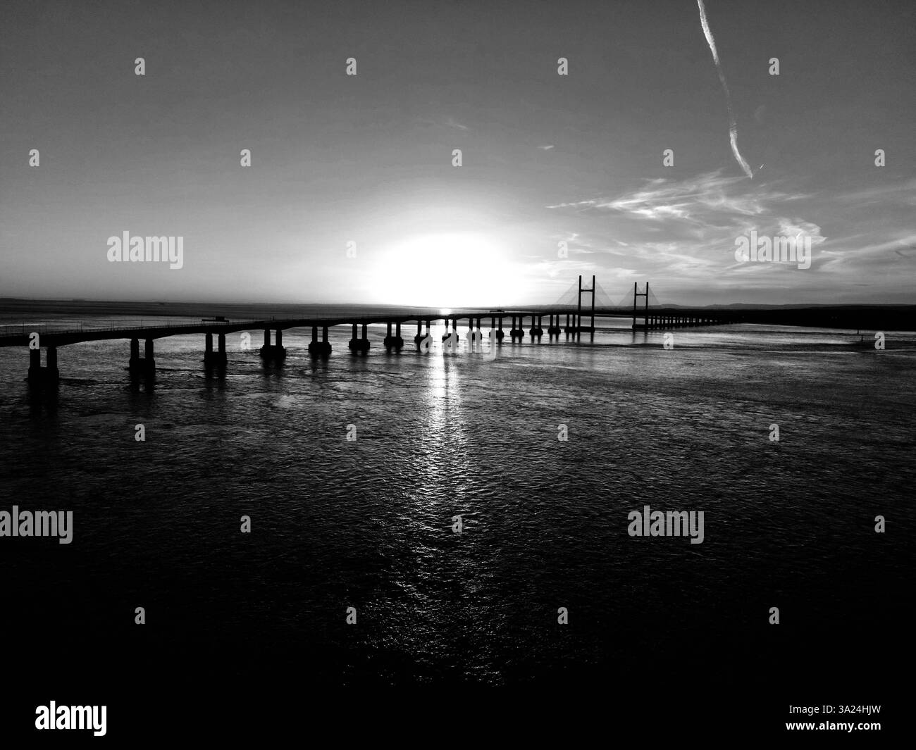Golden hour at the second Severn crossing, UK Stock Photo