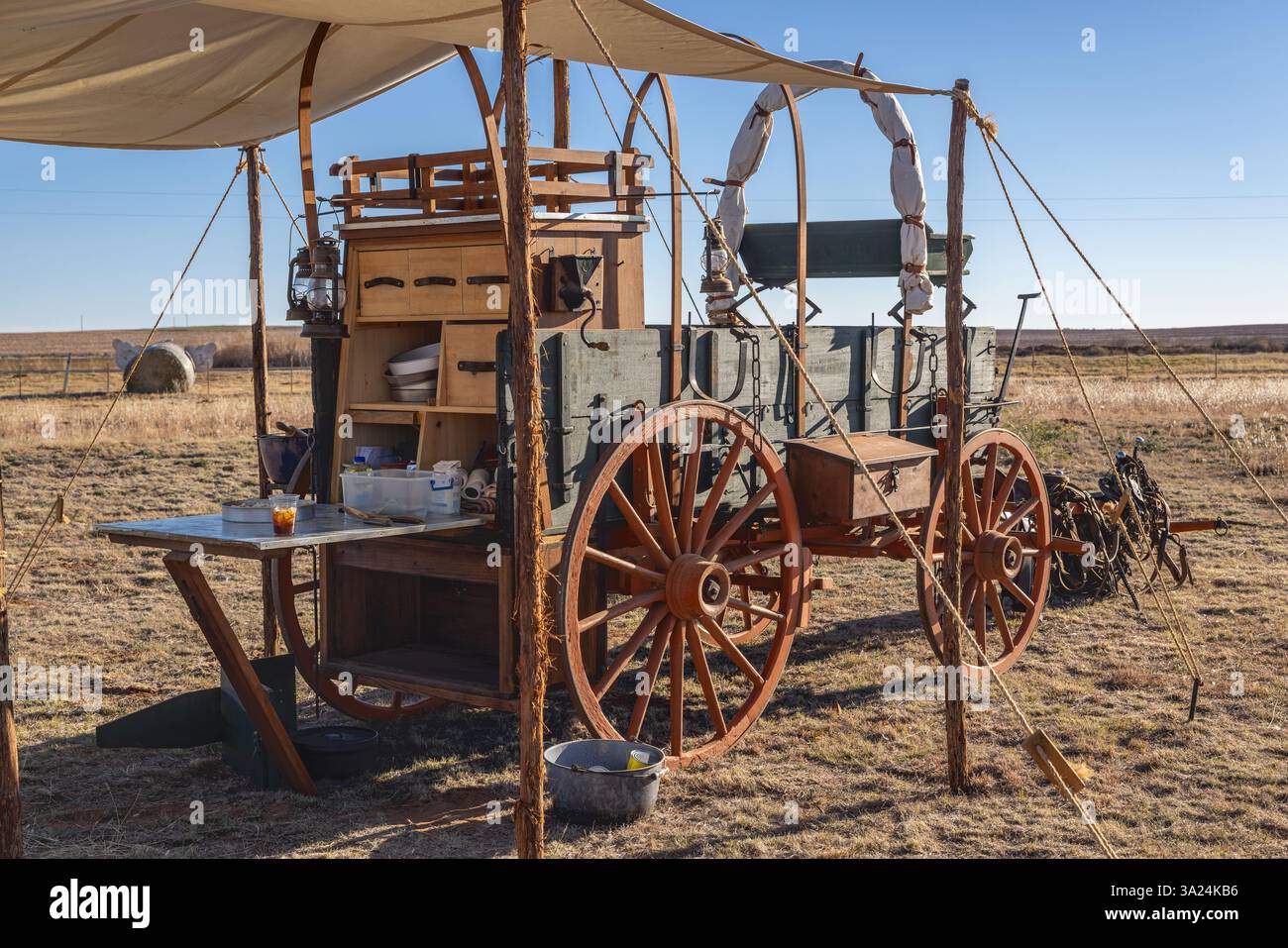 Childress, Texas, United States. Old chuck wagon on a cattle ranch ...