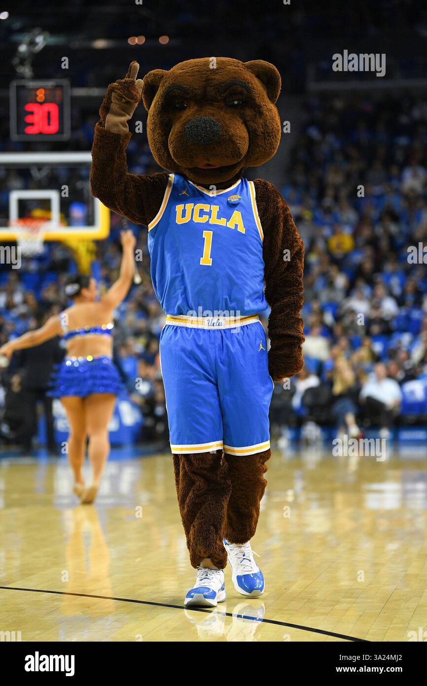 LOS ANGELES, CA - MARCH 08: The UCLA mascot looks on during a college ...