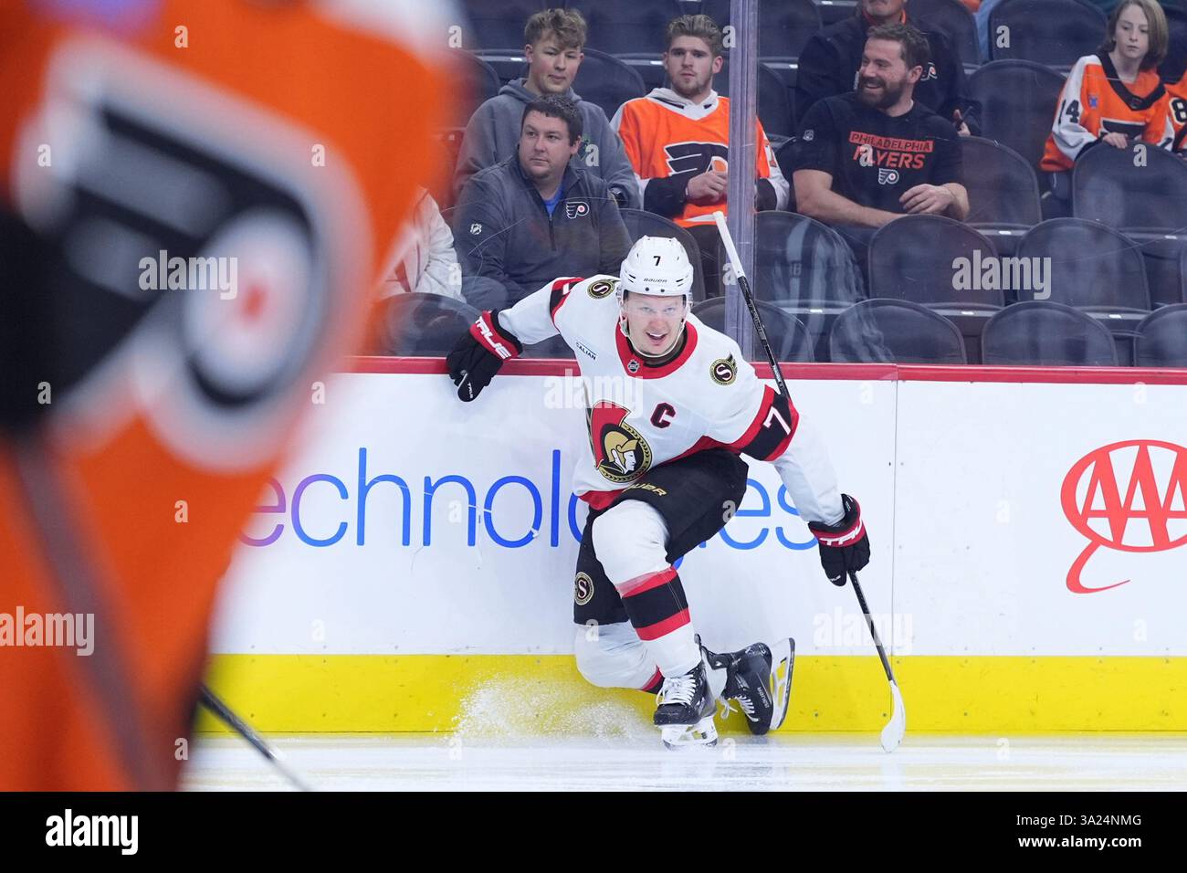 Ottawa Senators' Brady Tkachuk reacts after scoring a goal during the ...