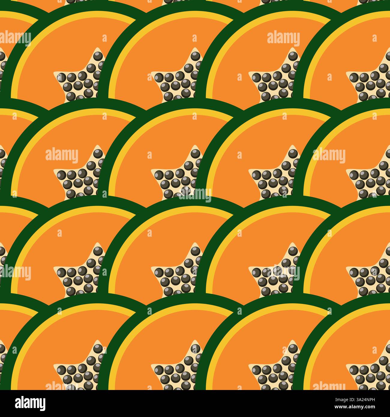 Papaya slices seamless pattern vector illustration Stock Vector