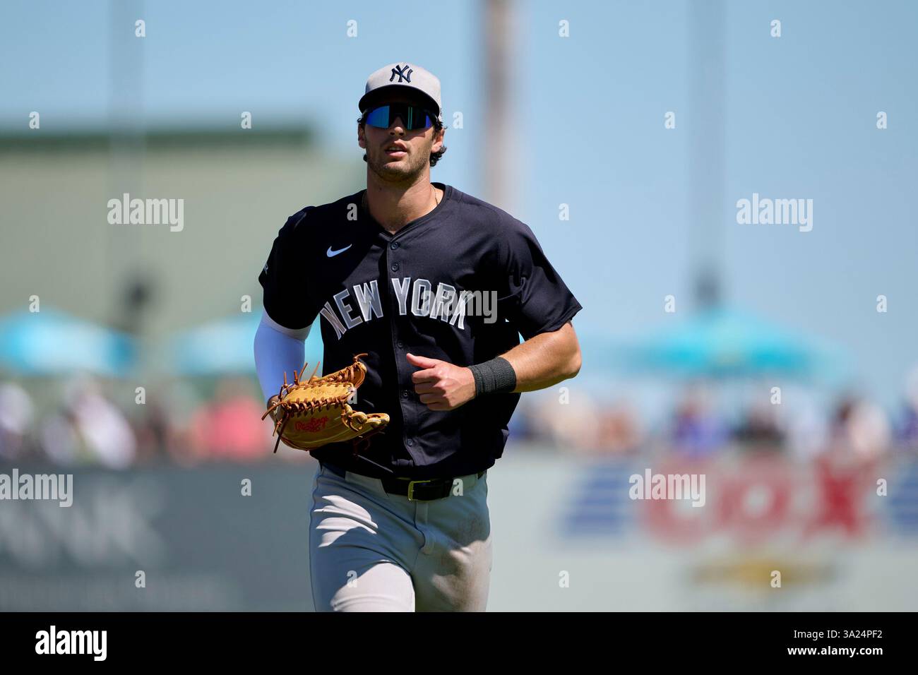 New York Yankees outfielder Spencer Jones (78) jogs to the dugout