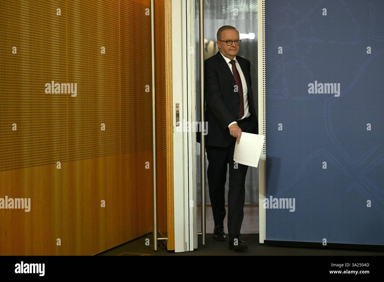 Prime Minister Anthony Albanese arrives for a press conference in