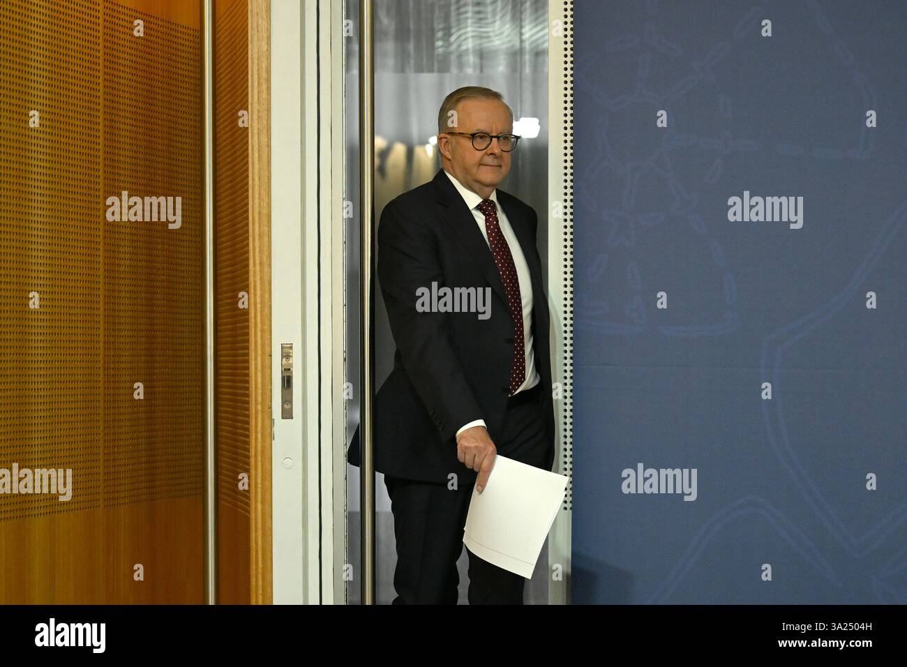 Prime Minister Anthony Albanese arrives for a press conference in