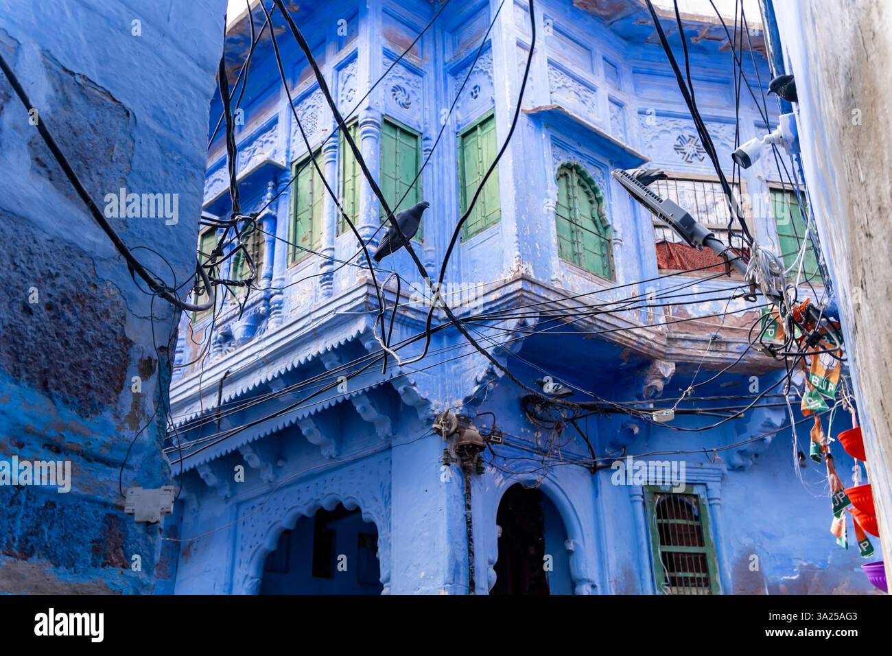 indian blue city crowded street at morning from flat angle image is ... indian blue city crowded street at morning from flat angle image is ...