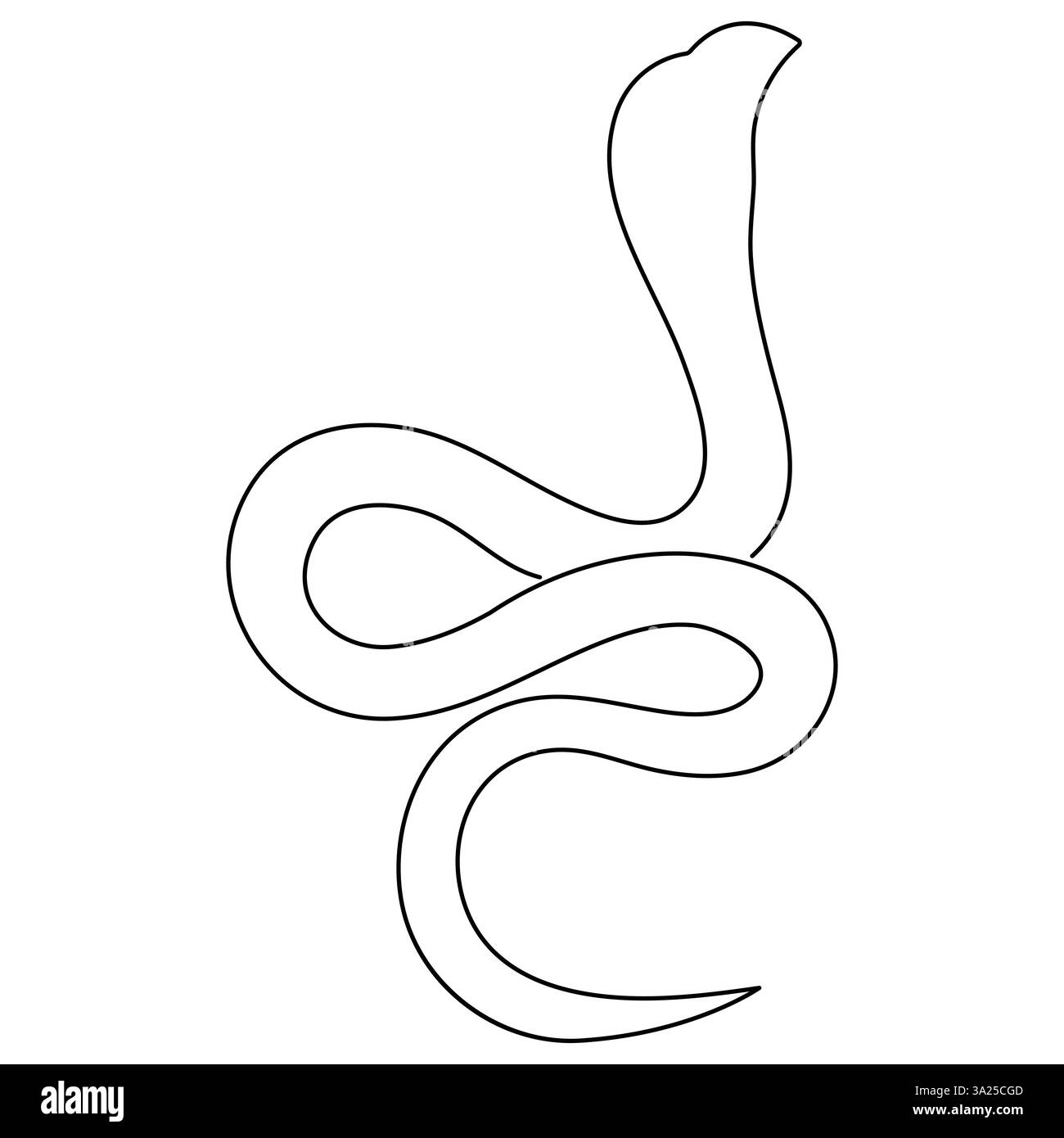 Continuous one line art drawing of venomous snake outline art vector ...