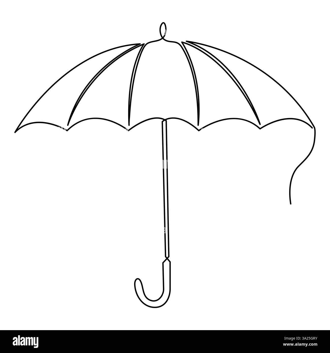 Continuous one line art drawing of doodle umbrella outline vector art ...
