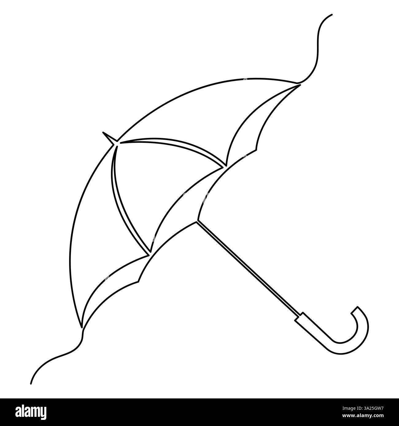 Continuous one line art drawing of doodle umbrella outline vector art ...