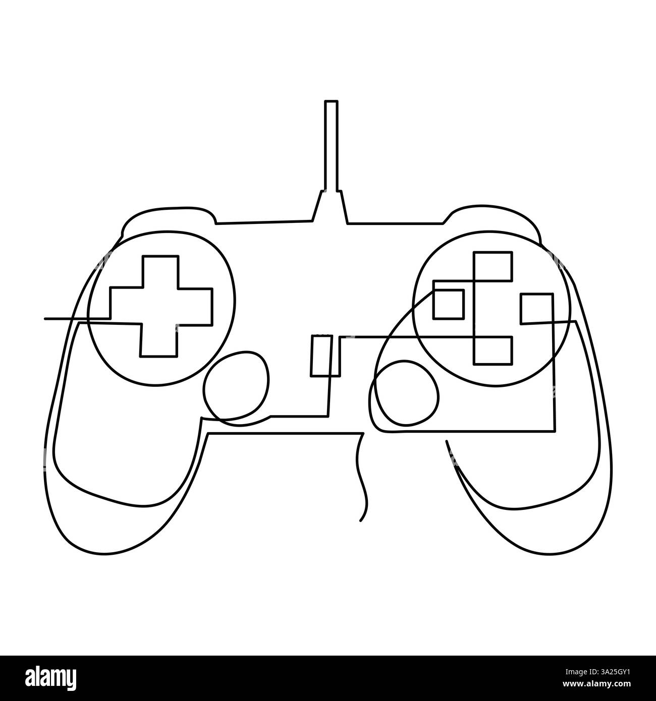 Modern video gaming controller outline vector illustration continuous single line drawing Stock Vector