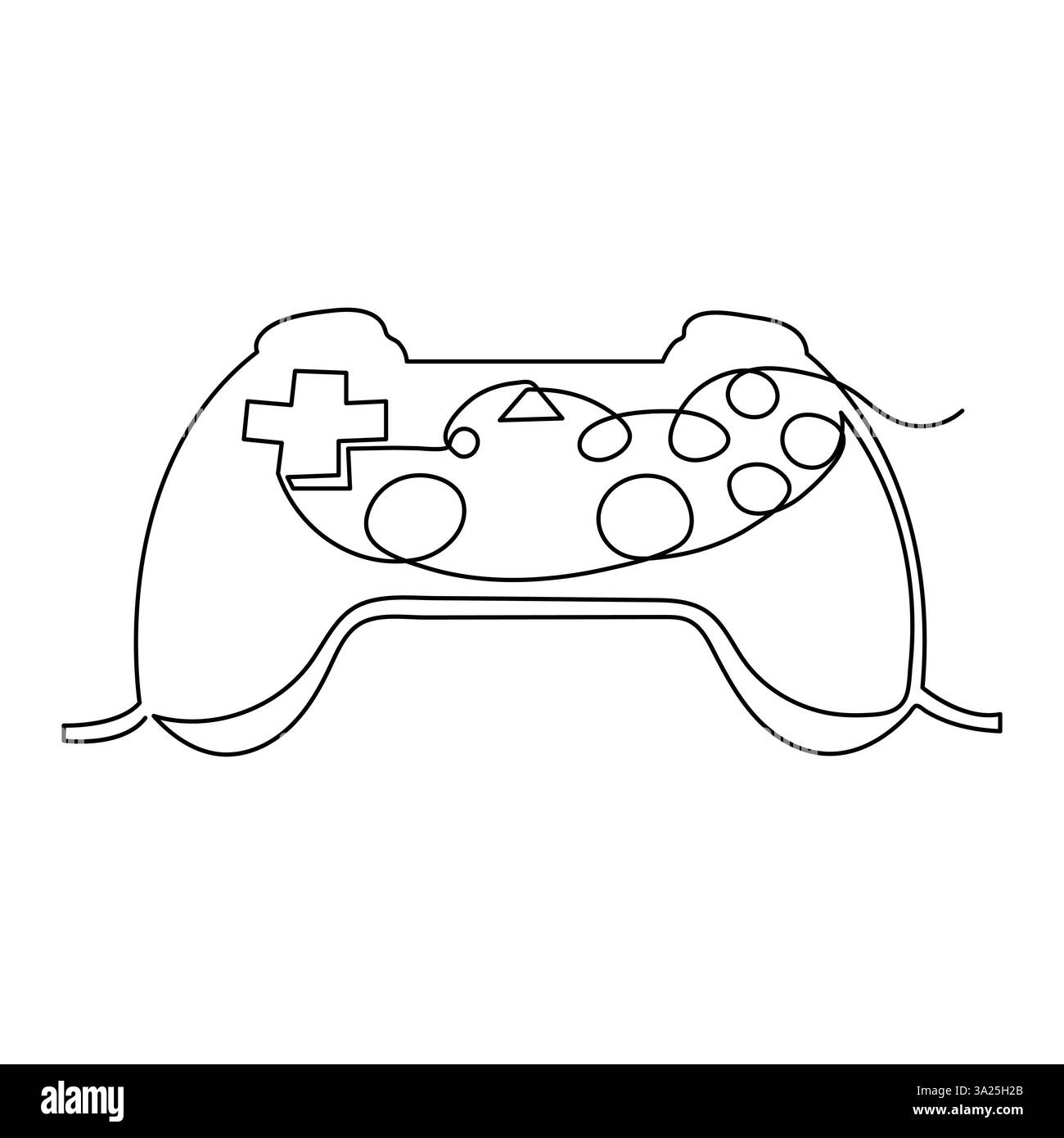 Modern video gaming controller outline vector illustration continuous ...