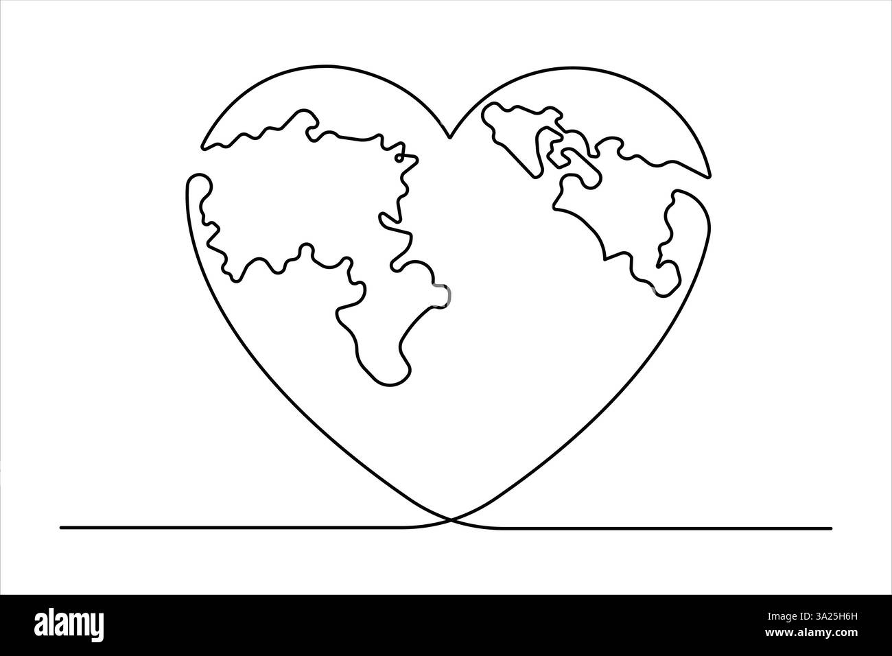 Continuous one line art drawing world map of the Earth. Hand-drawn ...