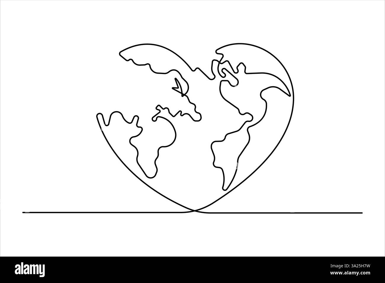 Continuous one line art drawing world map of the Earth. Hand-drawn ...