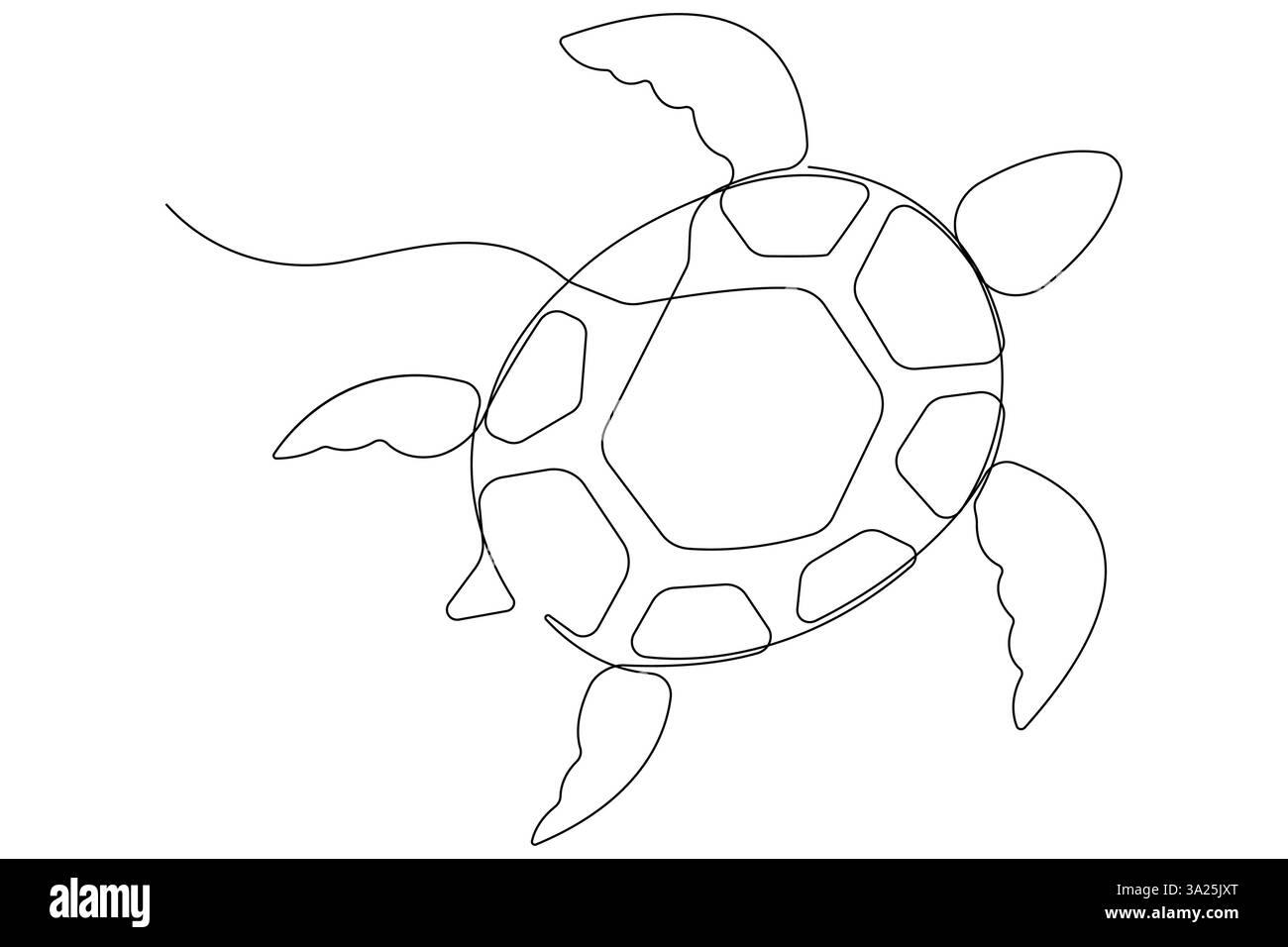 Continuous one line art drawing of sea turtle concept of outline vector ...