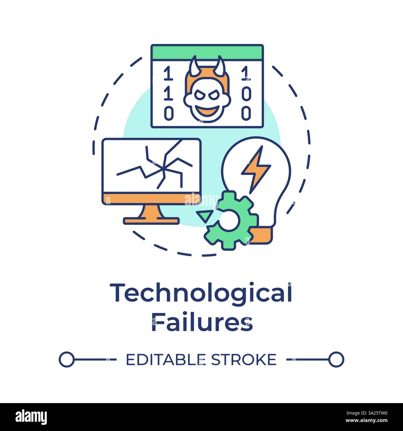 Technological failures multi color concept icon Stock Vector