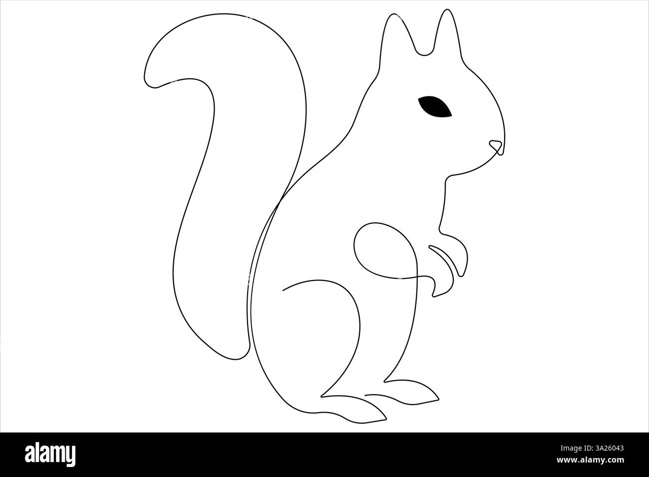 One Continuous line art drawing of squirrel vector illustration Stock Vector