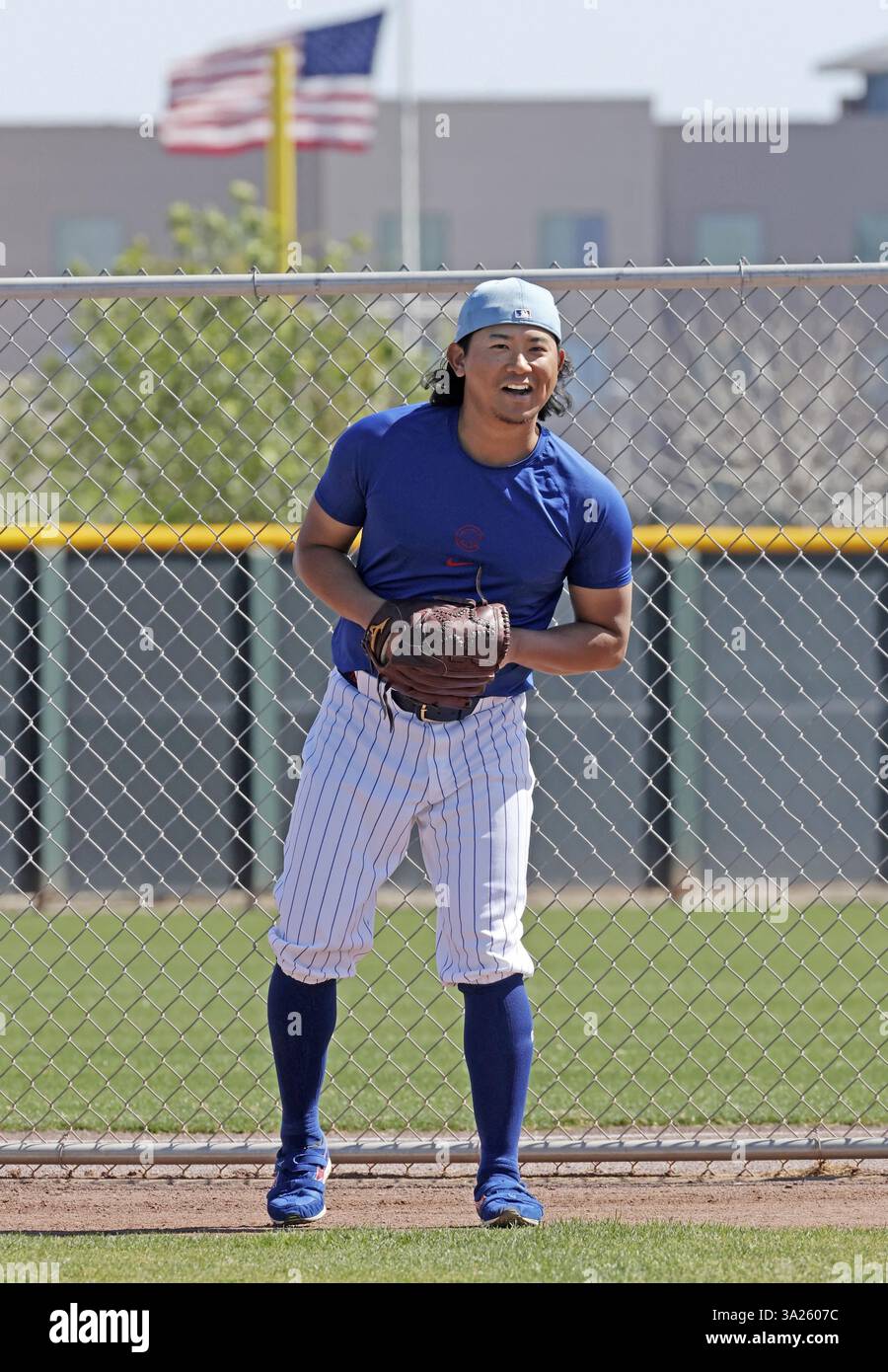 Chicago Cubs pitcher Shota Imanaga is pictured during a workout at the club