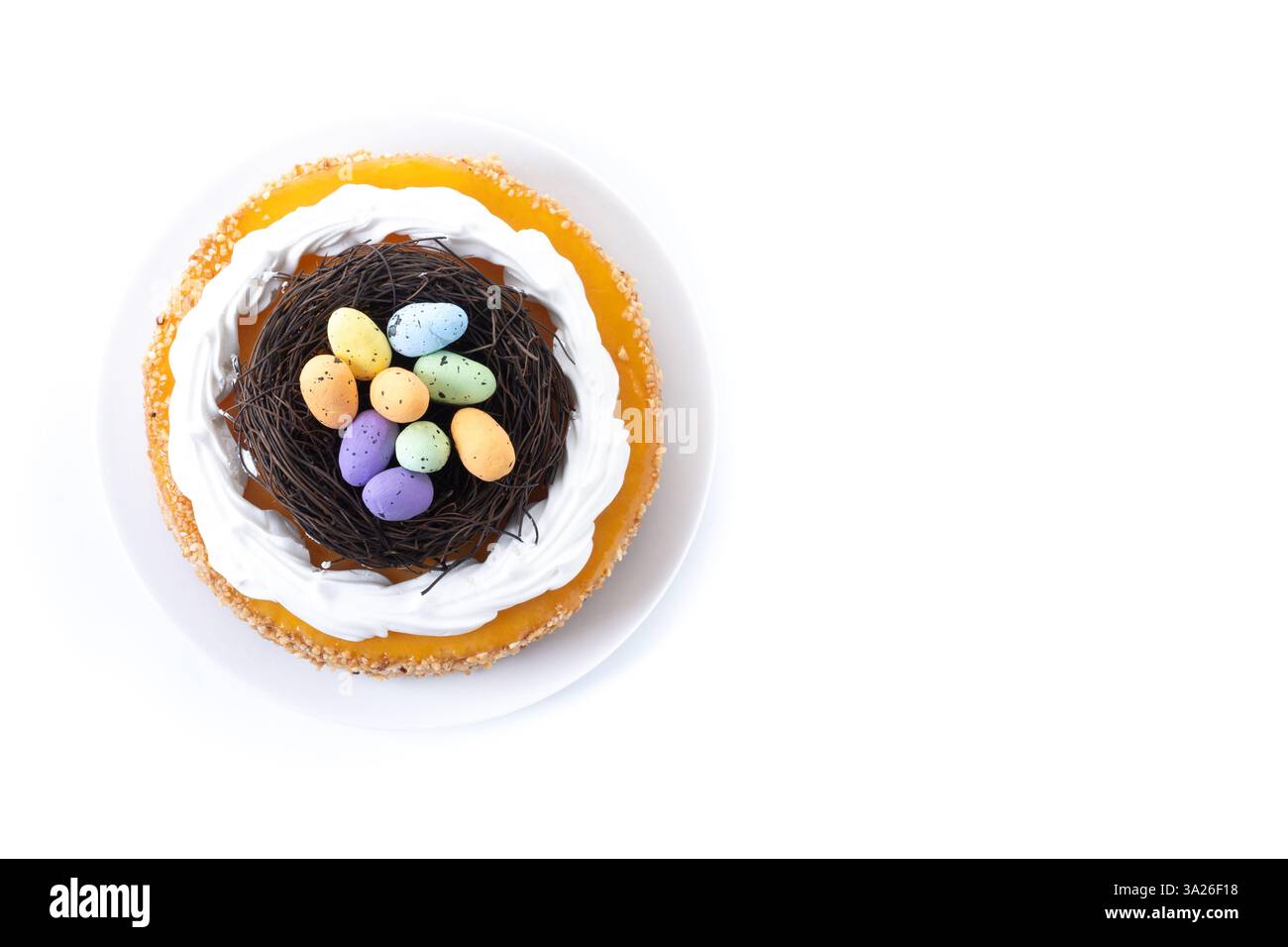 Homemade Easter egg cake isolated on white background Stock Photo