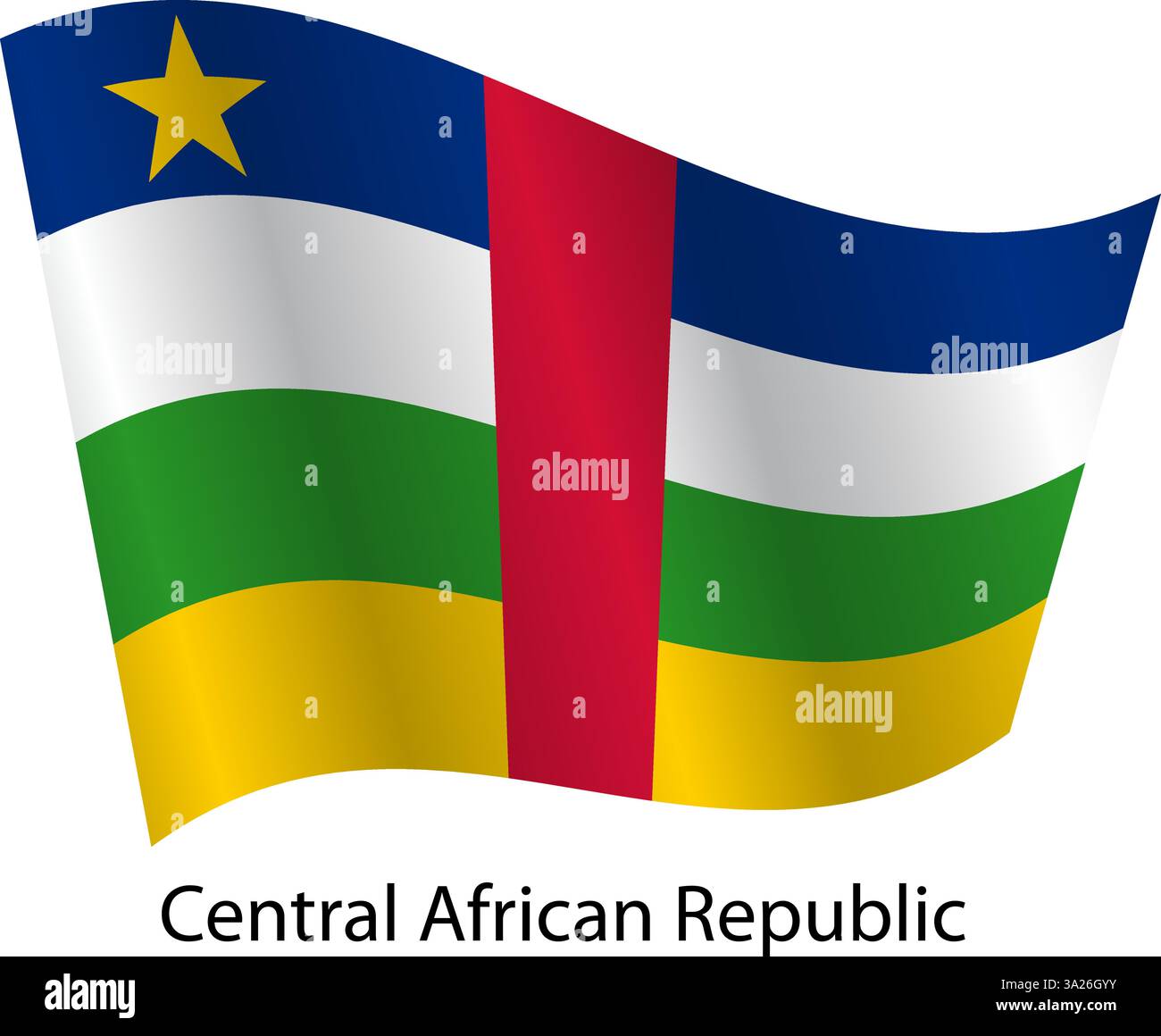 Flag of the country Central African Republic on a white background ...