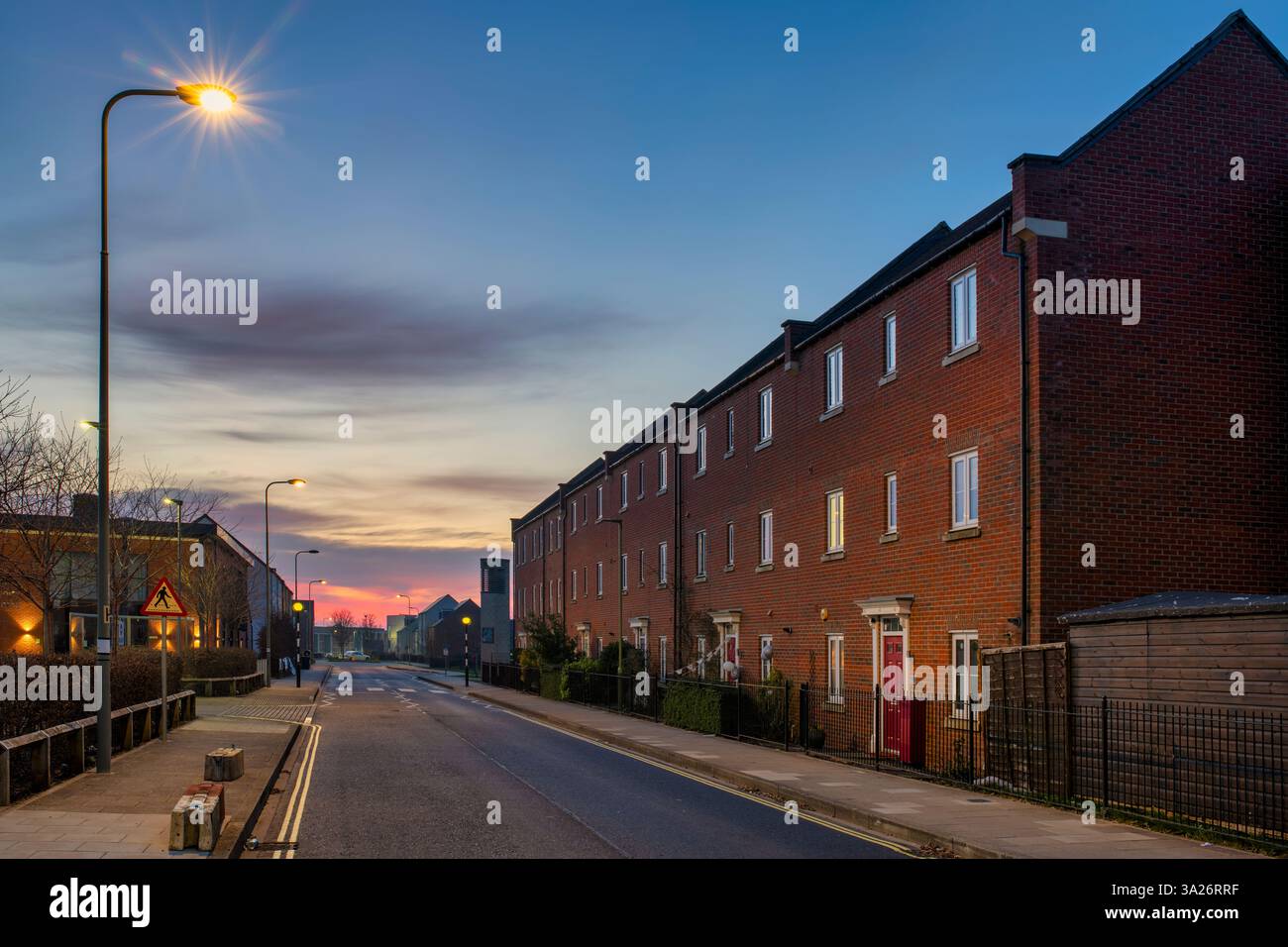 Bicester street at dawn. Oxfordshire.England. Stock Photo