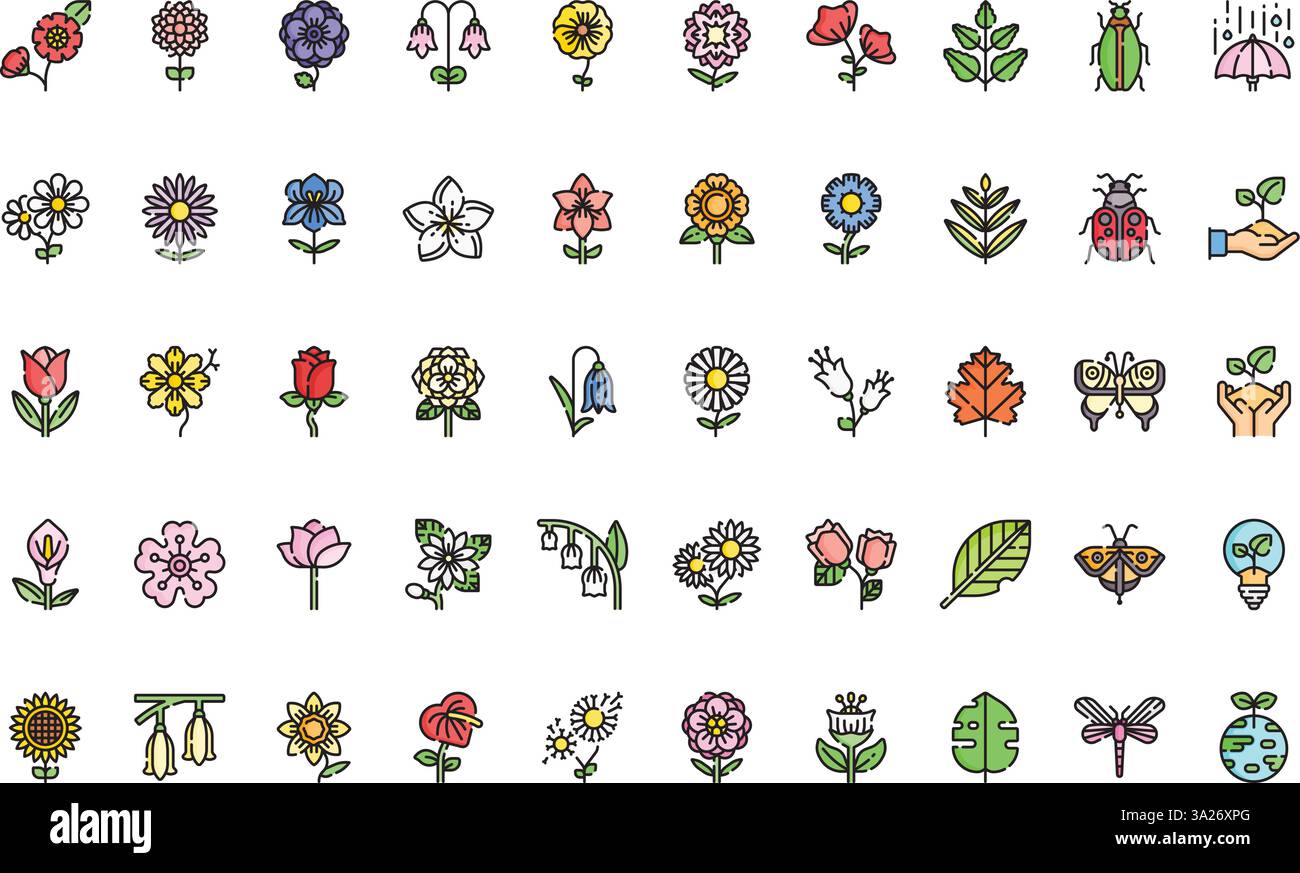 Nature flowers icons High-Quality Vector Icons Collection with Editable ...
