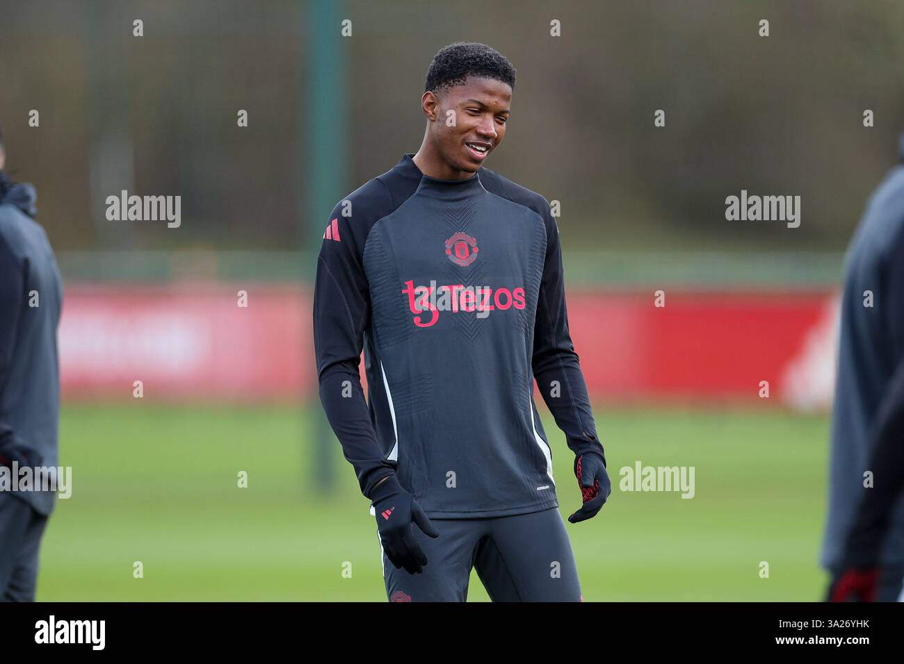 Manchester, UK. 12th Mar, 2025. Manchester United forward Chido Obi-Martin (56) during the Manchester United Training session ahead of the UEFA Europa League Round of 16, 2nd Leg match vs Real Sociedad, Carrington Training Centre, Manchester, England, United Kingdom on 12 March 2025 Credit: Phil Duncan/Every Second Media Credit: Every Second Media/Alamy Live News Stock Photo