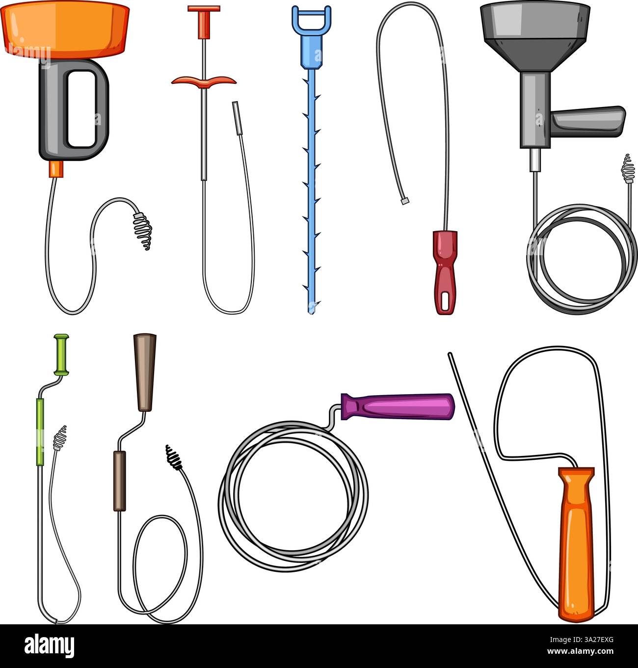 drain snake set cartoon vector illustration Stock Vector Image & Art ...
