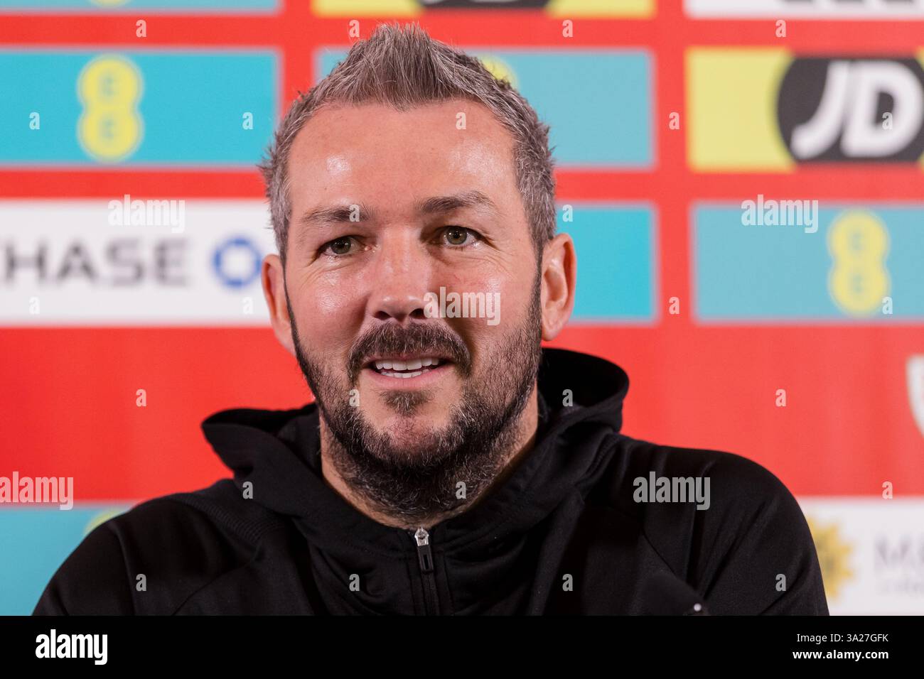 PONTYCLUN, UK. 12th Mar, 2025. Wales U21 National Team Manager Matty ...