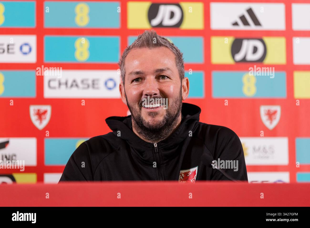 PONTYCLUN, UK. 12th Mar, 2025. Wales U21 National Team Manager Matty ...