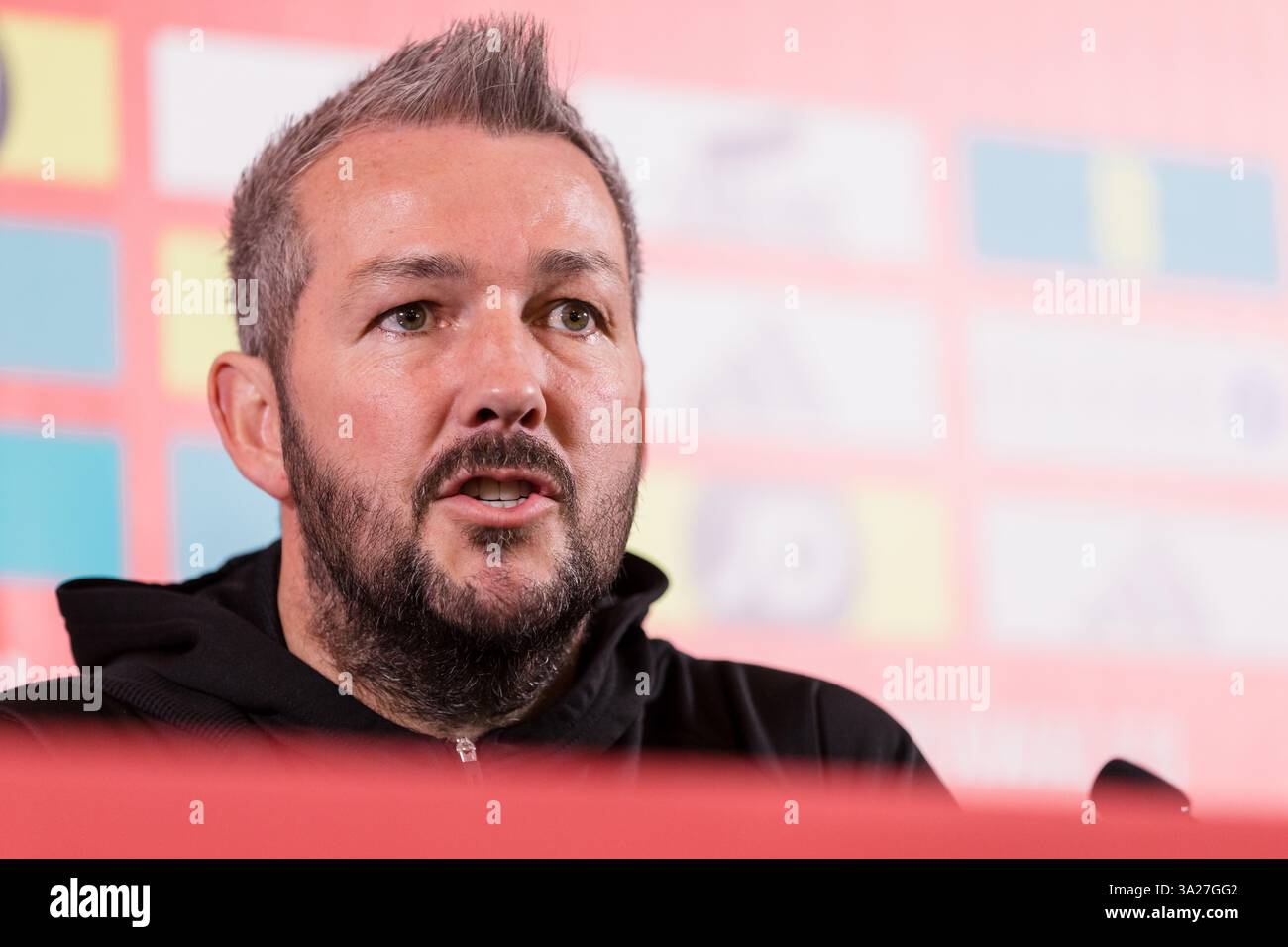 PONTYCLUN, UK. 12th Mar, 2025. Wales U21 National Team Manager Matty ...