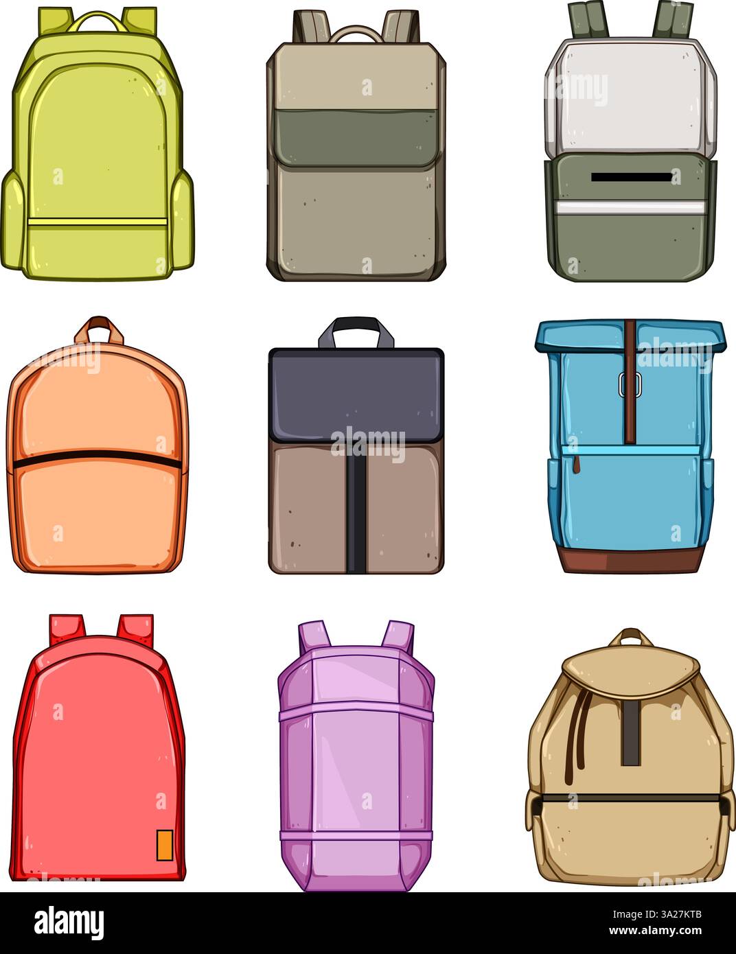 backpack set cartoon vector illustration Stock Vector Image & Art - Alamy