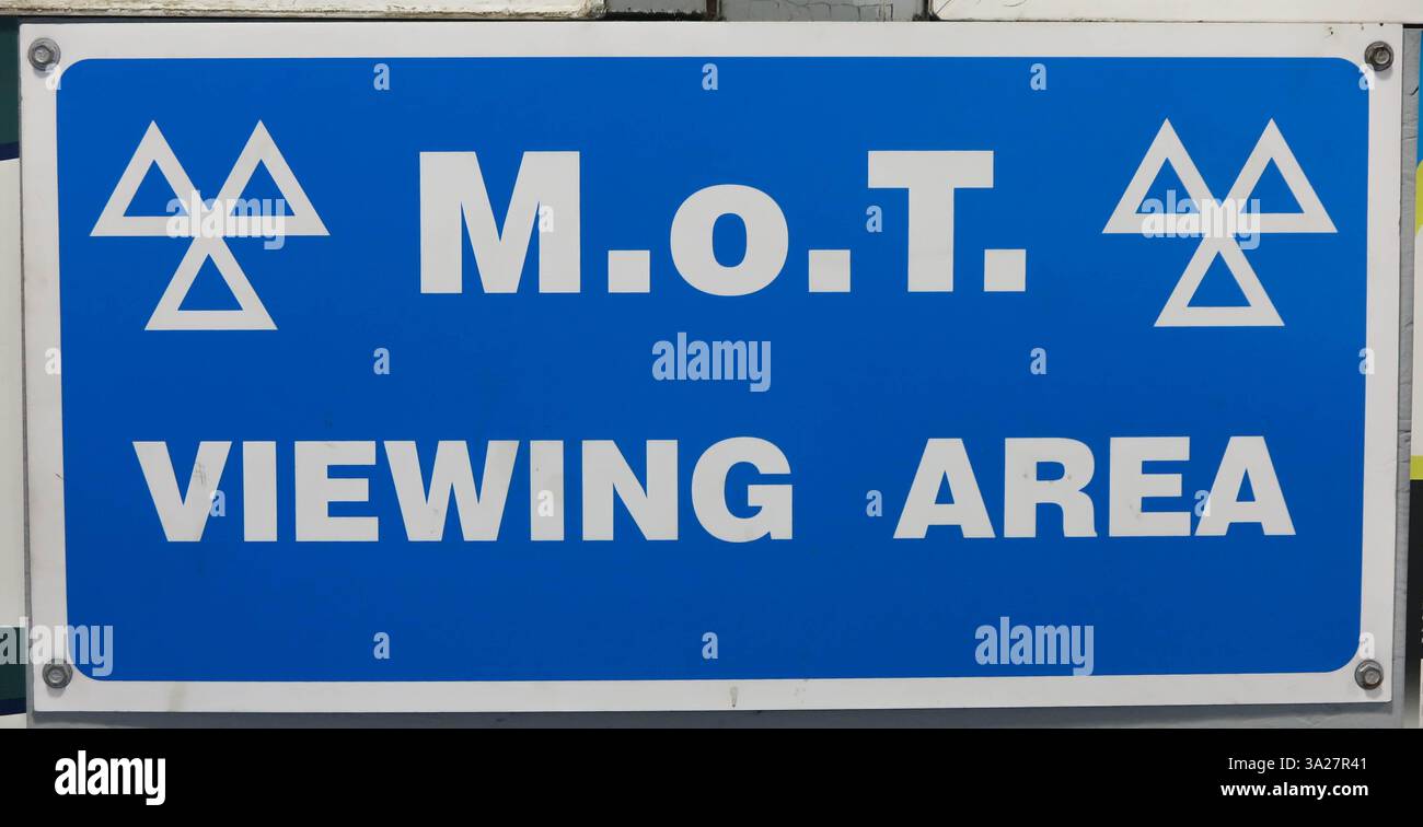 MOT Test viewing area sign Ministry of Transport Stock Photo - Alamy