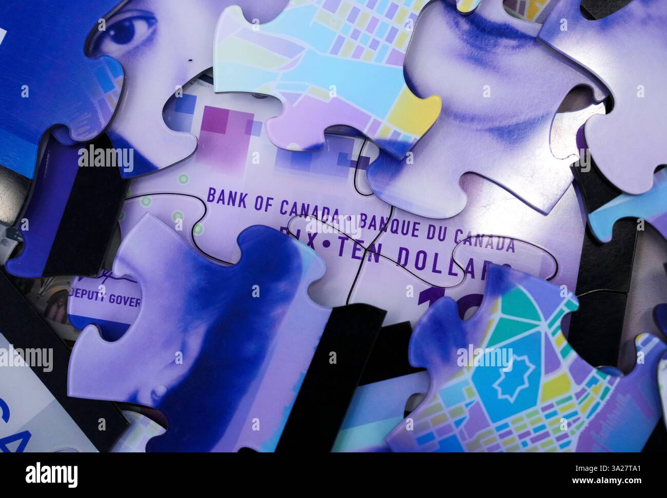 A 10 bill puzzle is pictured at the Bank of Canada museum in Ottawa on
