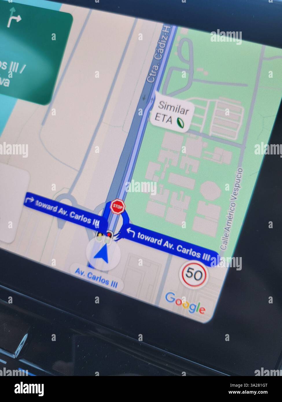 This image features a close up view of a map displayed on a cell phone ...